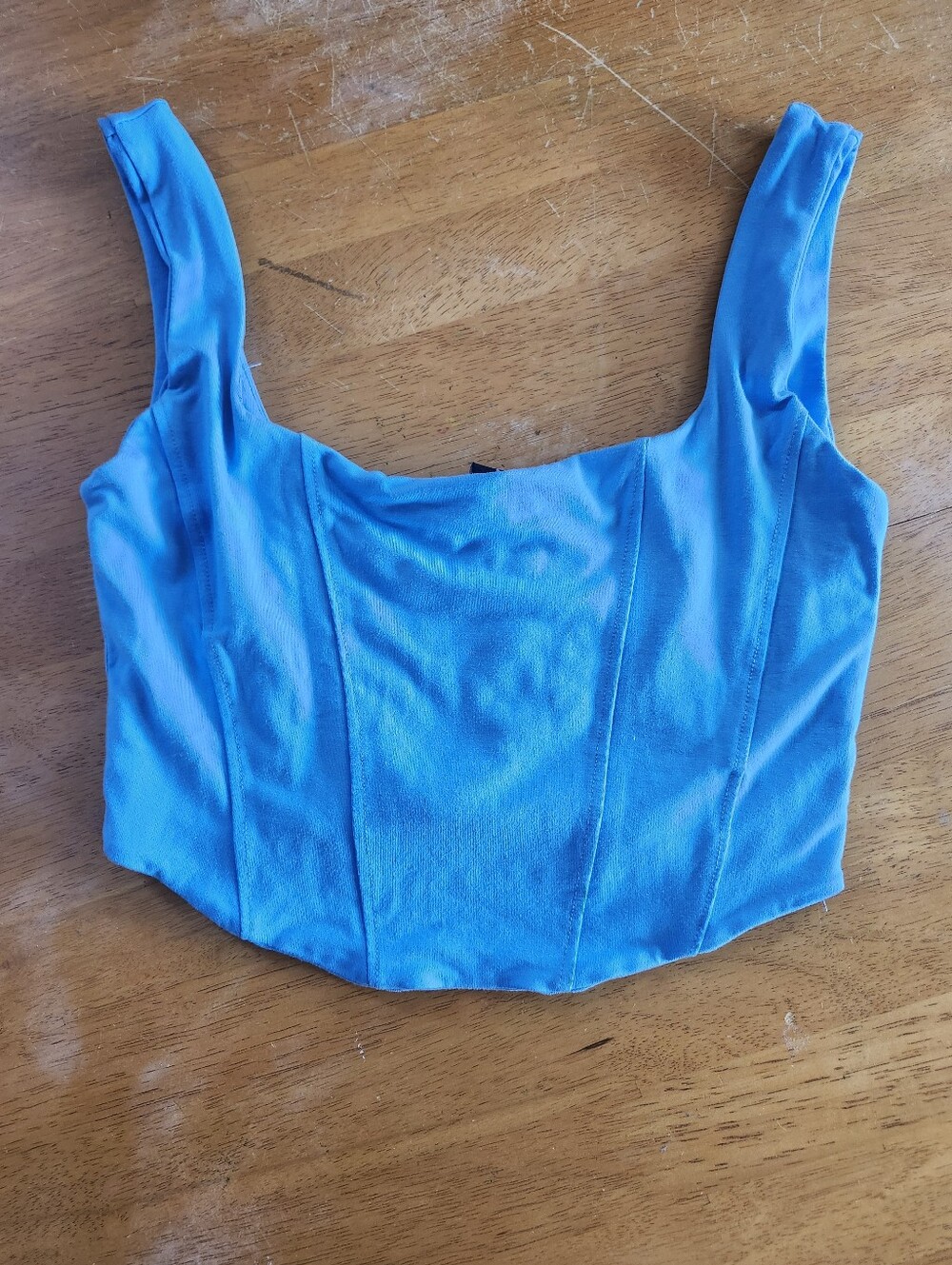 NWT Streetwear Society Azure Blue Ribbed Cropped Tank Top Square Neck